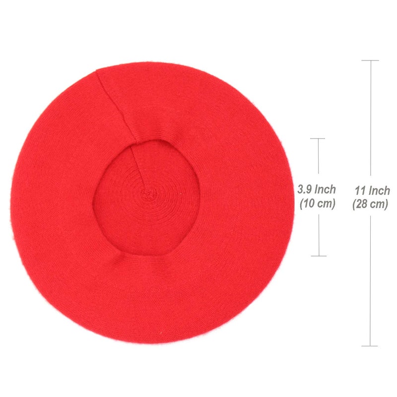 Wheebo French Beret Hat, Reversible Solid Color Beret Cap for Womens Girls Lady Adults (Red) - Image 5